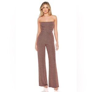 NOOKIE Intuition sparkly lurex jumpsuit in BRONZE M